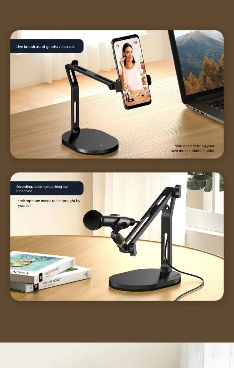 Adjustable Two-Stage Boom Arm Microphone Stand