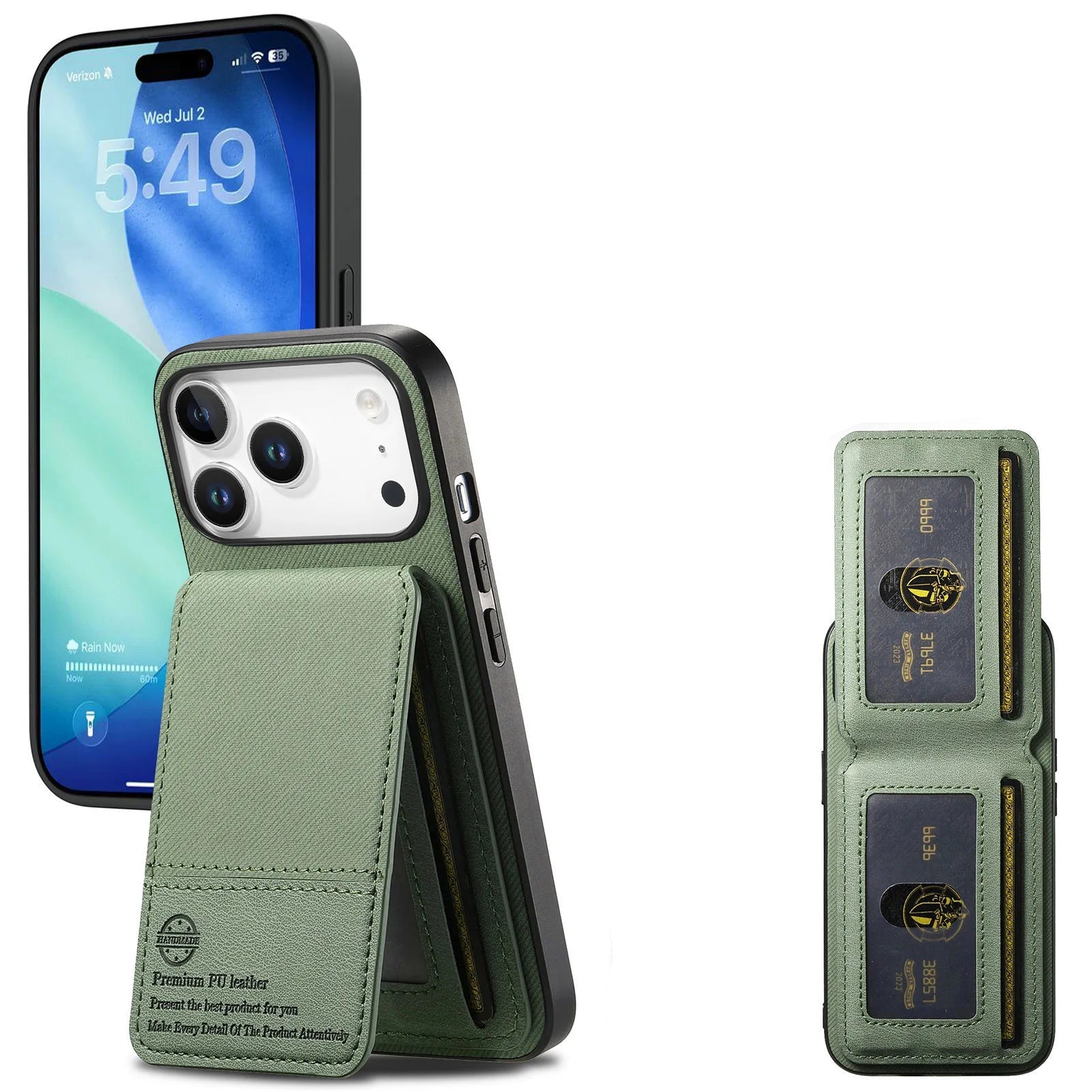 Multi-Functional Twill Weave Leather Wallet Case with Up-Down Opening & RFID Protection for iPhone 17 Series