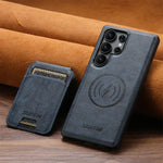 Samsung Galaxy S25 Ultra Magnetic PU Leather Case with Detachable Card Holder
