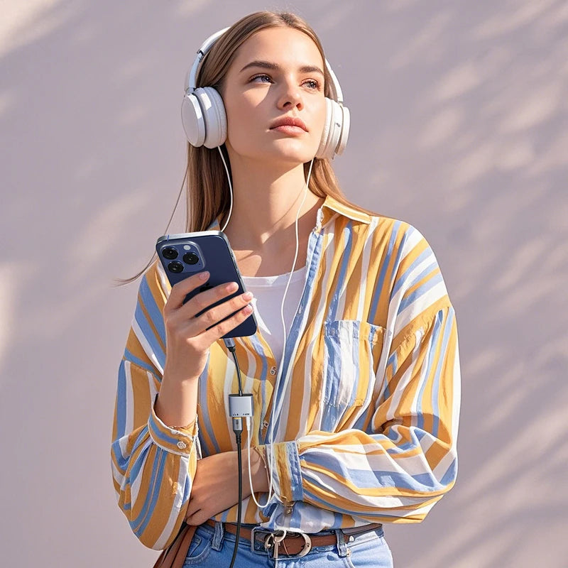 CABLETIME 2-in-1 USB-C to 3.5mm Headphone and Charger Adapter