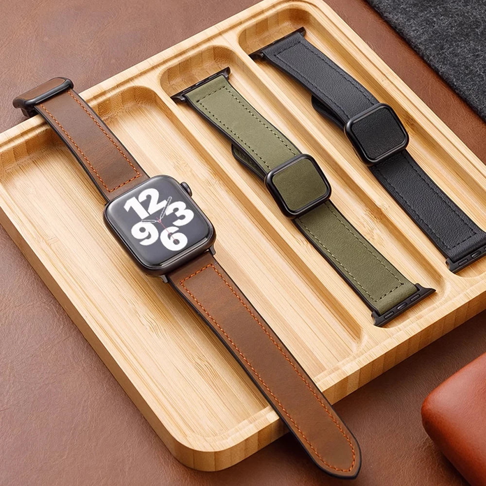 Genuine Leather Magnetic Bracelet Band for Apple Watch