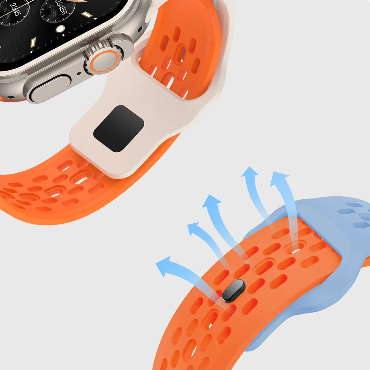 Perforated Silicone Tapered Band with Slot Connector for Apple Watch