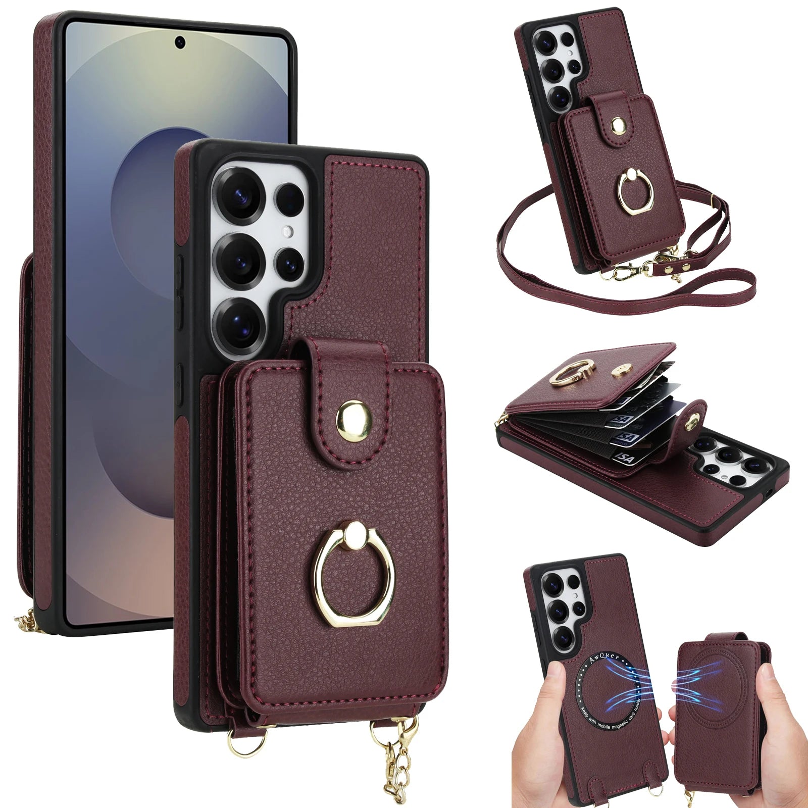 2-in-1 Zipper Wallet Case with Detachable Lanyard for Samsung Galaxy S25 Series