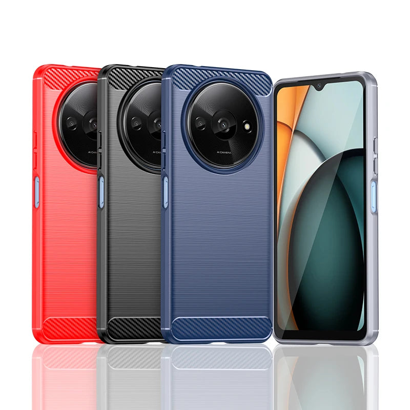 Carbon Fiber Silicone Rubber TPU Case for Xiaomi Redmi A3X Series