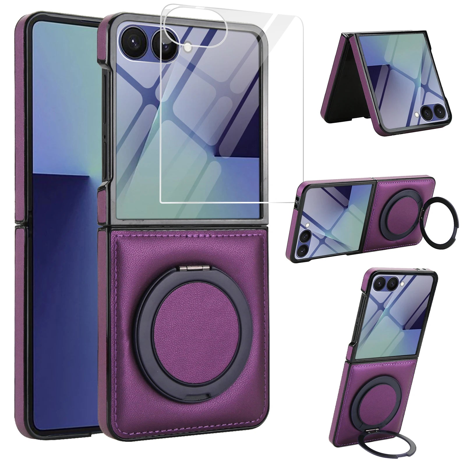 Business Leather Case with 360 Rotating Stand for Samsung Galaxy Z Flip 7
