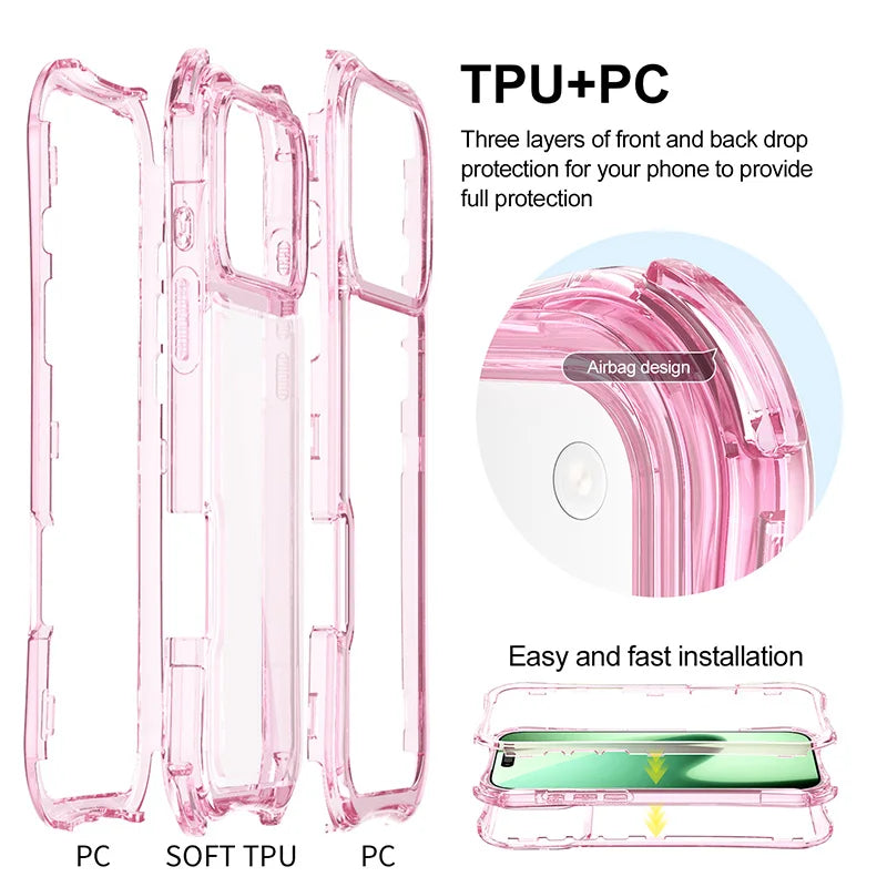 Drop-Resistant Clear Armor Case with Four-Corner Airbags for iPhone 17 Series