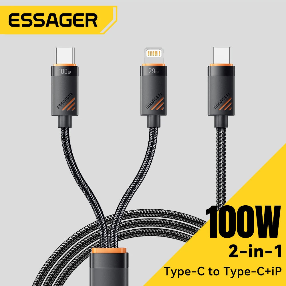 Essager 2-in-1 USB Type-C to USB Type-C/Lightning Cable