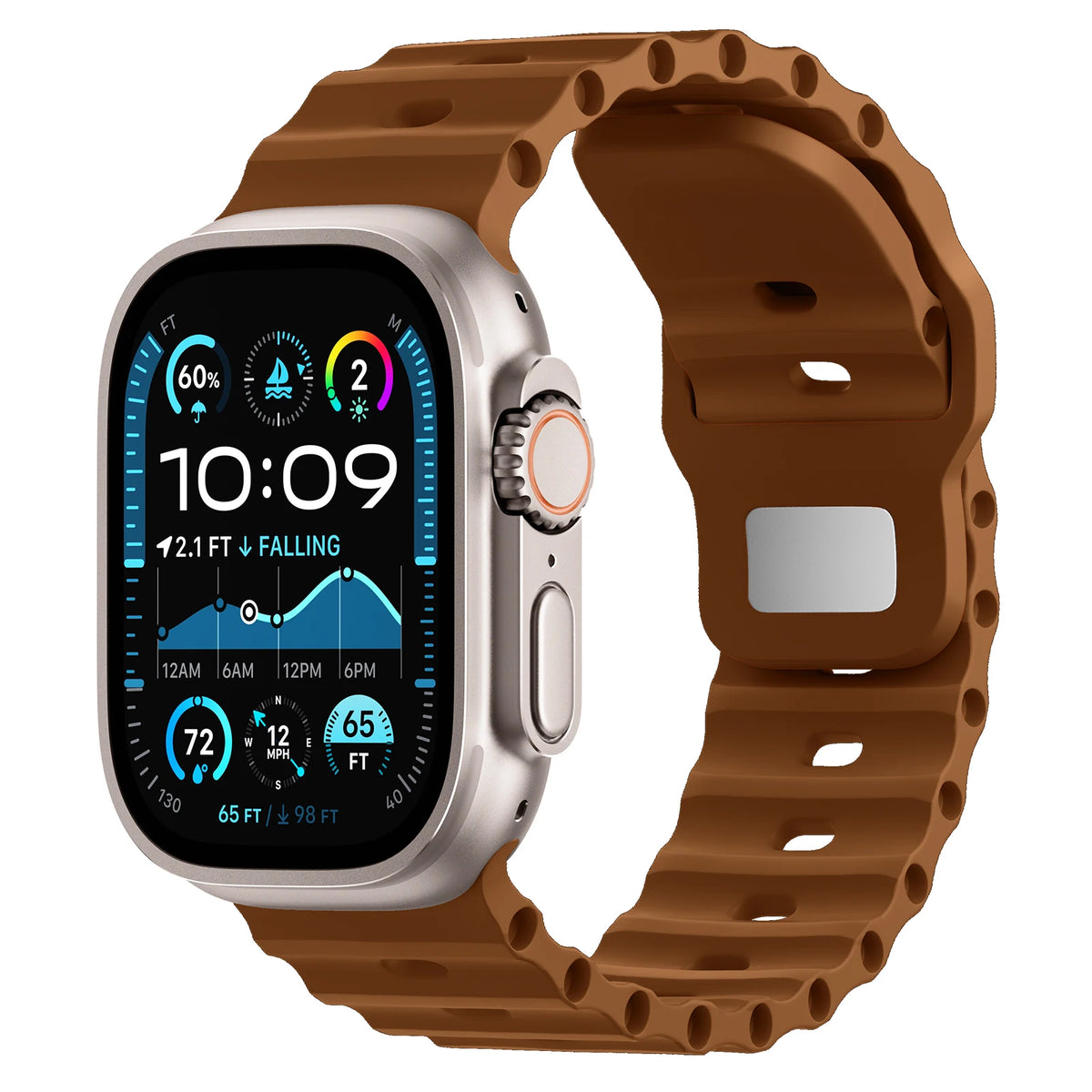 Breathable Perforated Silicone Band with Wave Pattern Grip for Apple Watch