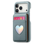 Lychee Pattern Love Heart Leather Wallet Case with Mirror & RFID Protection for iPhone 17 Series