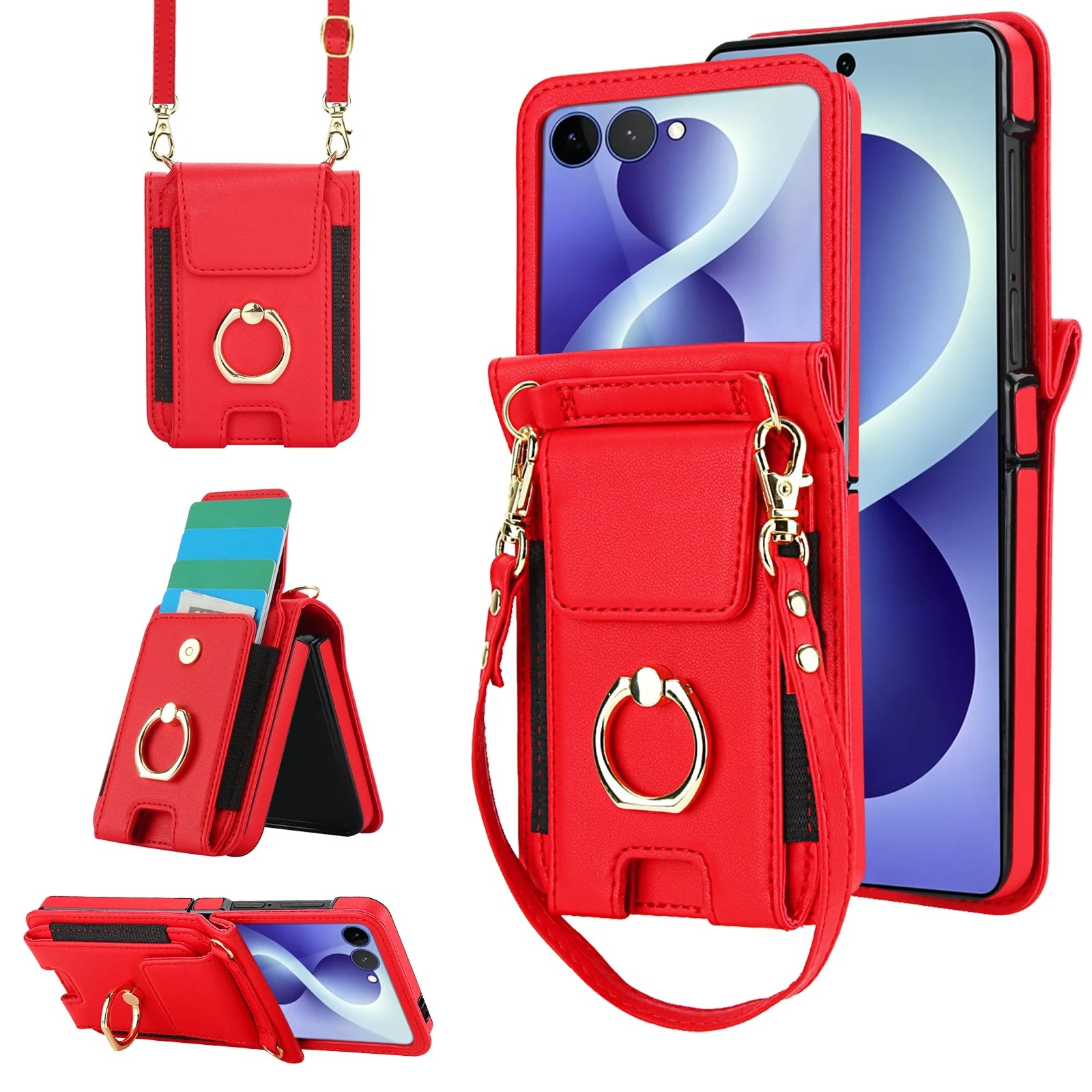 Leather Crossbody Wallet Case for Samsung Galaxy Z Flip 8