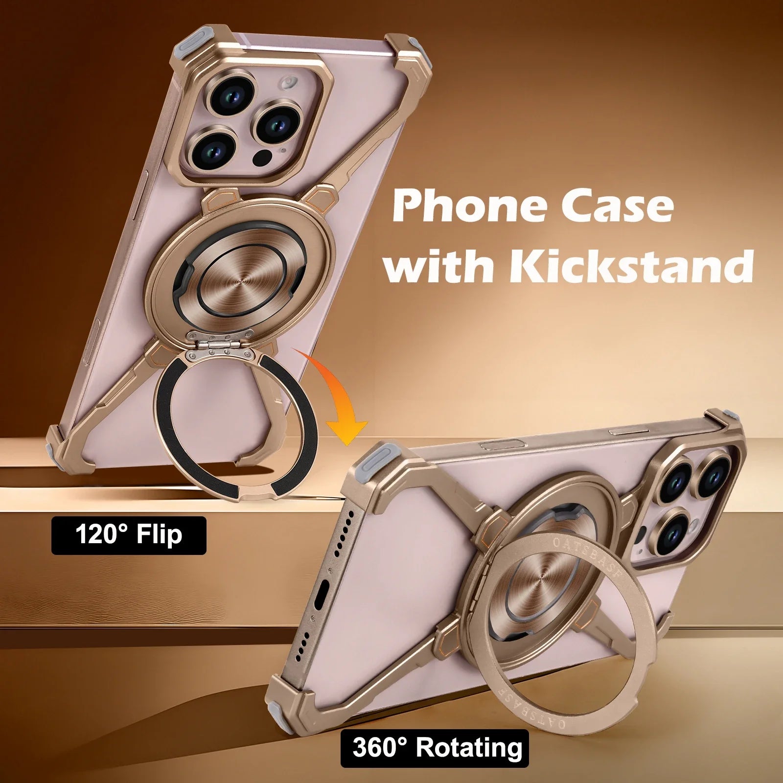 Slim Shockproof MagSafe Frameless Case with Kickstand for iPhone 16 Series