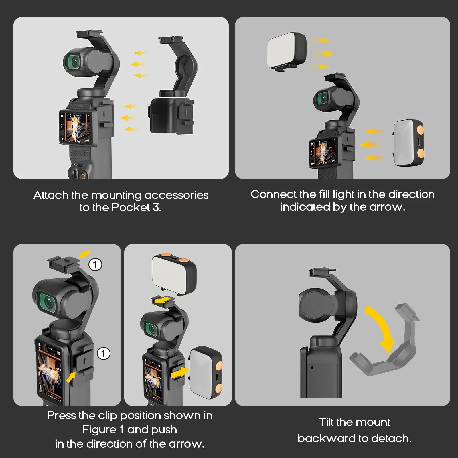 Rechargeable LED Auxiliary Light for DJI Osmo Pocket 3