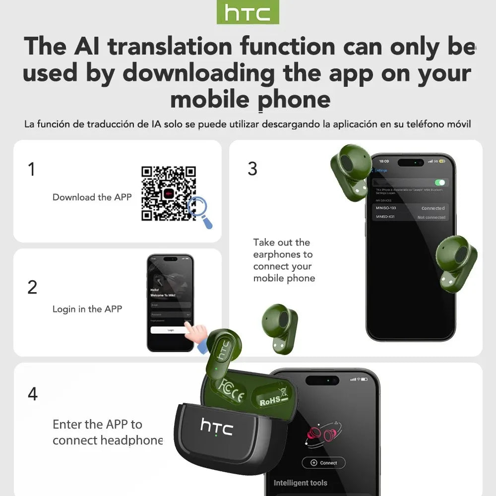 HTC NE51 AI Translation Bluetooth Earbuds