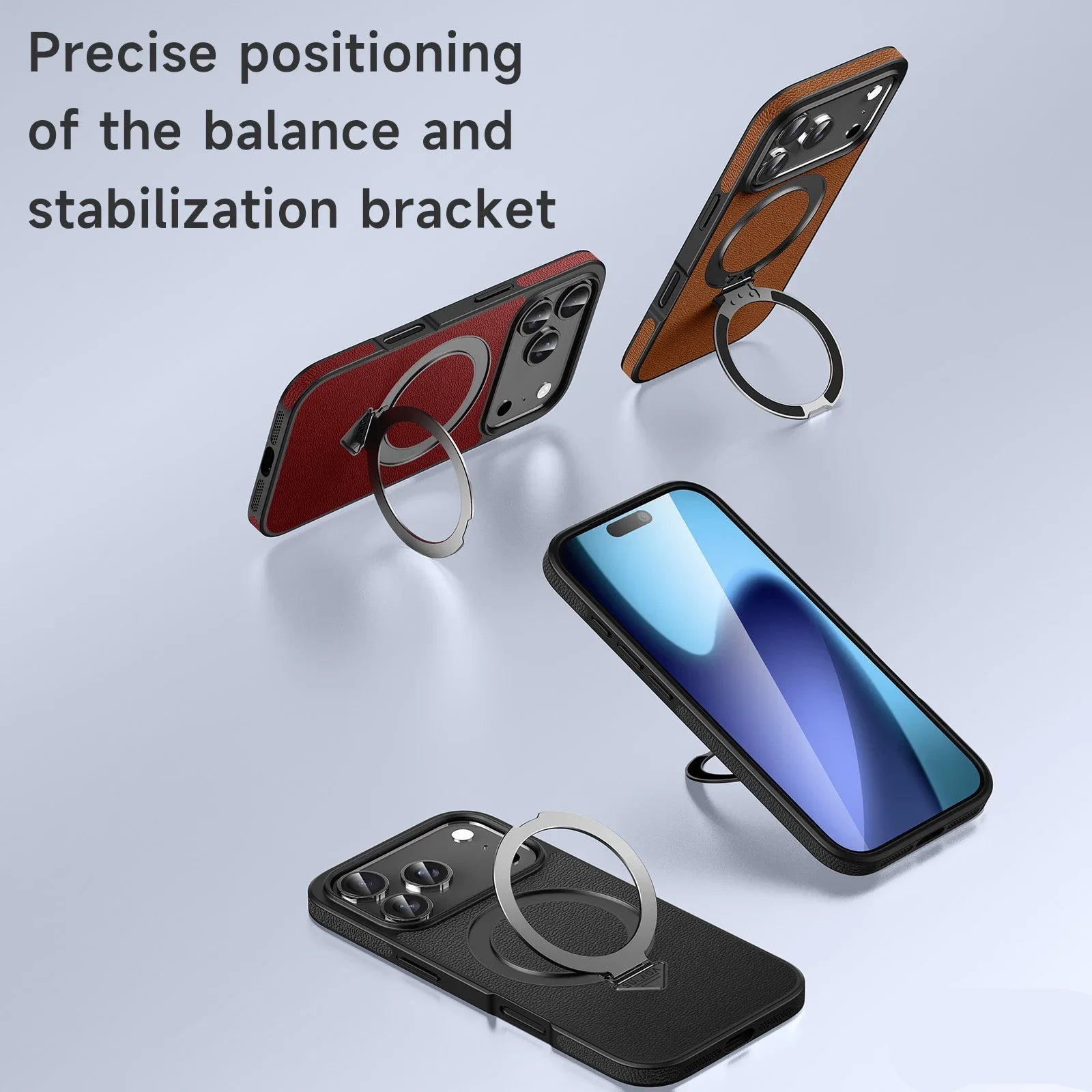 Shockproof MagSafe Leather Case with Stand for iPhone 17 Series