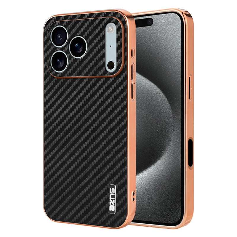 Electroplated Frame Carbon Fiber Style Case for iPhone 17 Series
