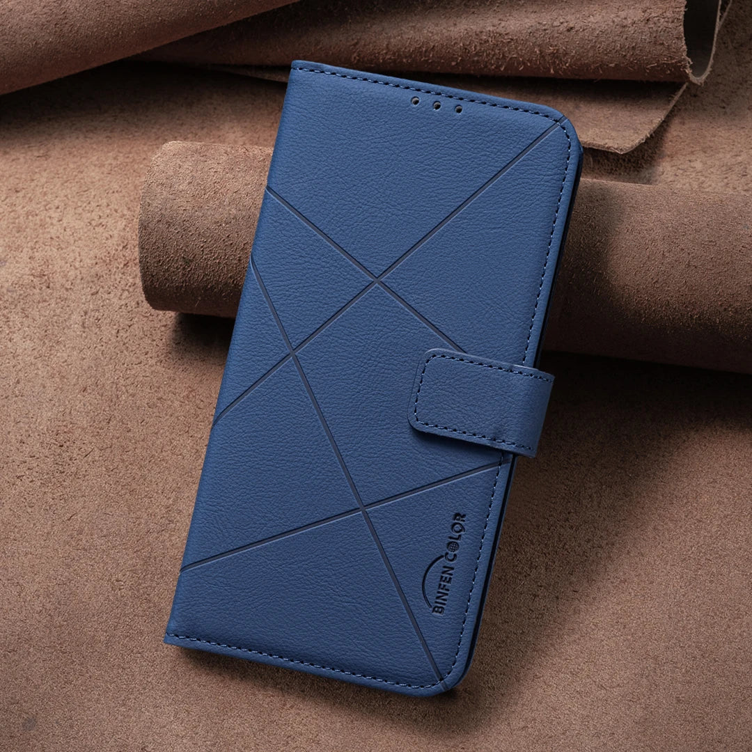 Embossed Leather Flip Wallet Case for iPhone 16 Series