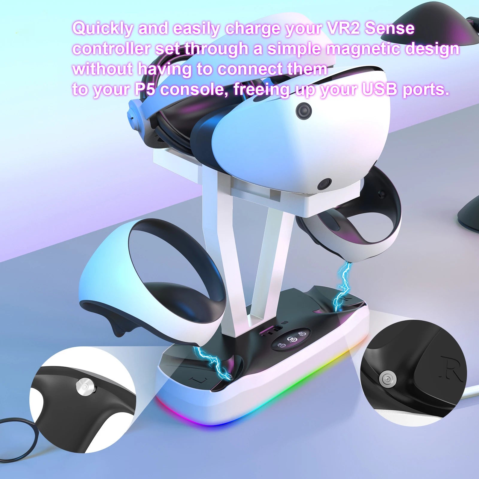 PlayStation VR2 Magnetic Suction Charging Dock Base with RGB Light
