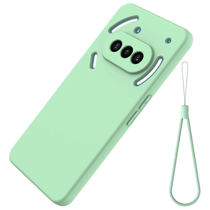 Nothing Phone 3a Soft Premium Liquid Silicone Case with Flocking Interior & Strap Lanyard