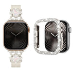 Elegant Leather Bracelet Strap with Dimond Case for Apple Watch Series 10