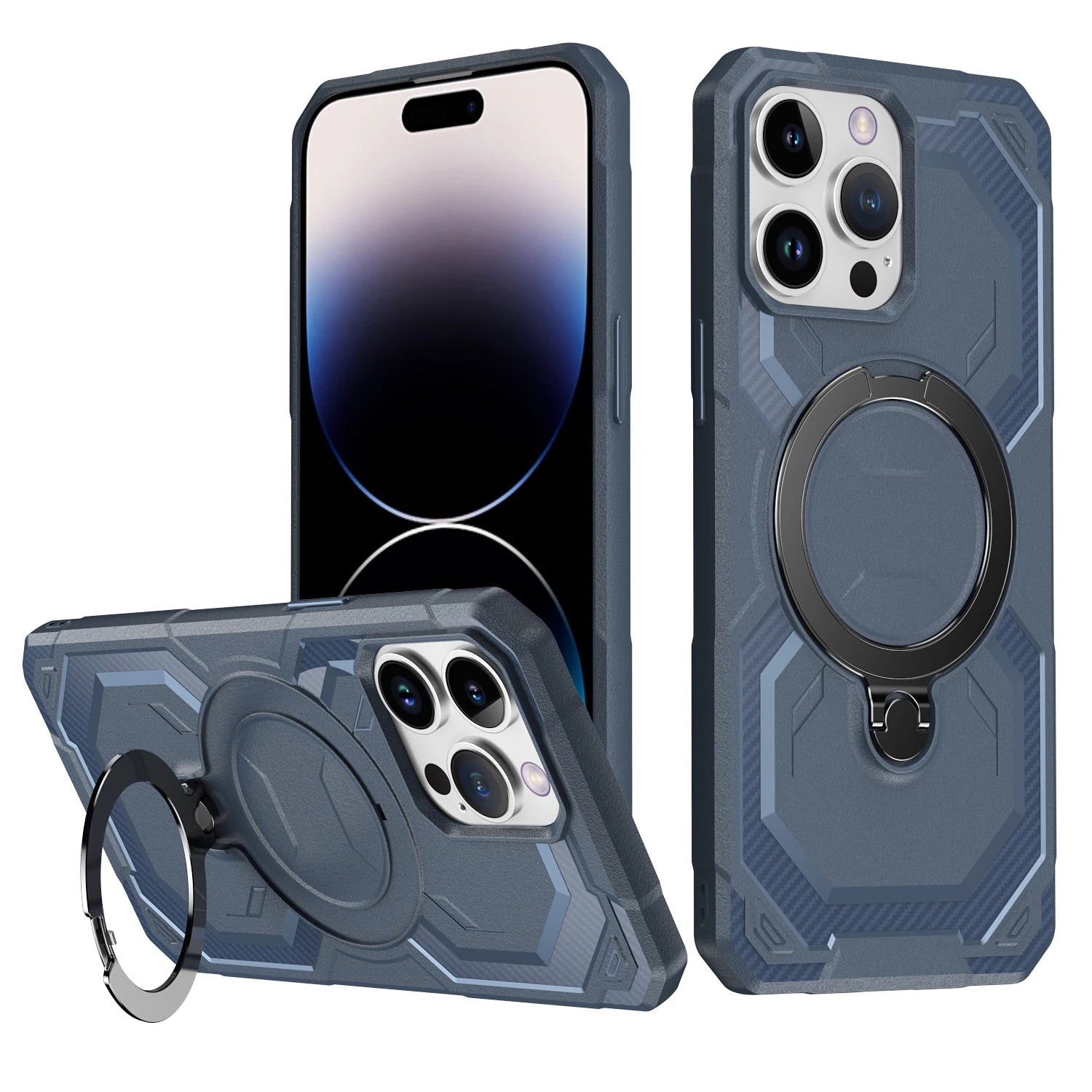 Heavy-Duty Armor Case with 360° Rotating Kickstand for iPhone 16 Series