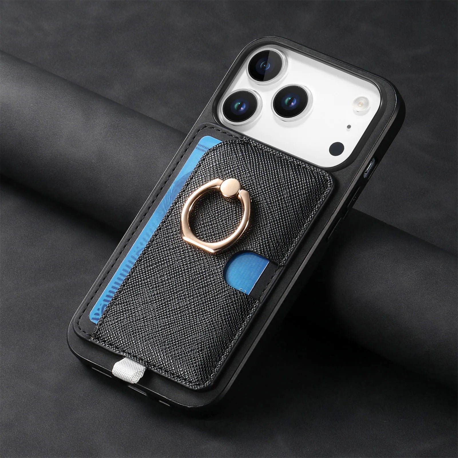 2-in-1 Detachable Leather Wallet Case with Card Slot & Ring Holder for iPhone 17 Series