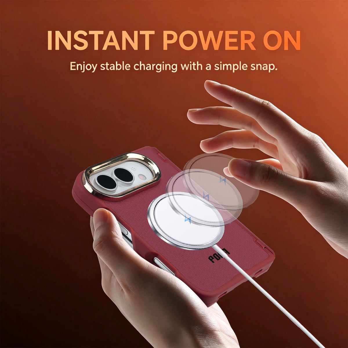Textured Fabric Hinge Protection Case with MagSafe Attachment for iPhone Duo