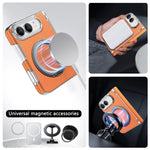 Shockproof Lychee Leather Case with 360° Rotating Ring Stand for iPhone Duo
