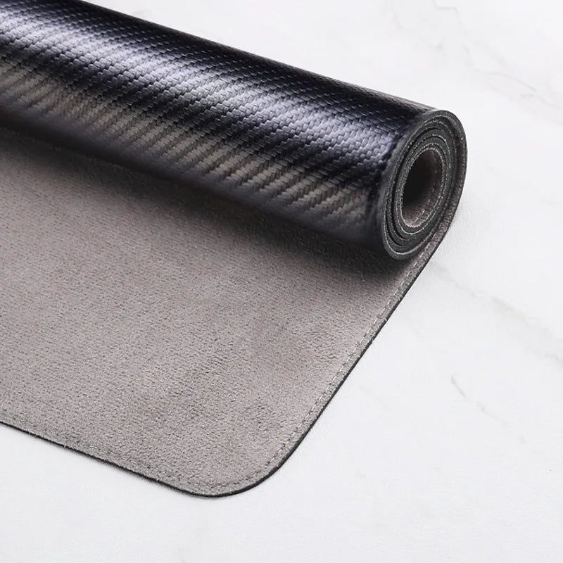 Large Carbon Fiber Embossed Leather Desk Mat