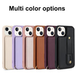 Crossbody Wristband Wallet Leather Card Slot Case for iPhone 15 Series