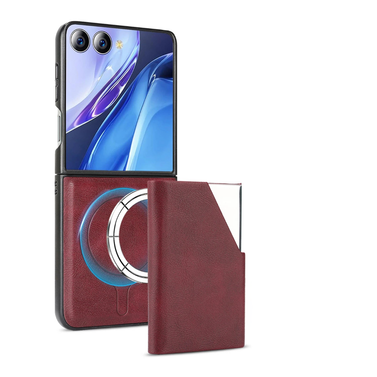 Textured Leather 8-Card Magnetic Wallet with Integrated Folding Stand for Samsung Galaxy Z Flip 8