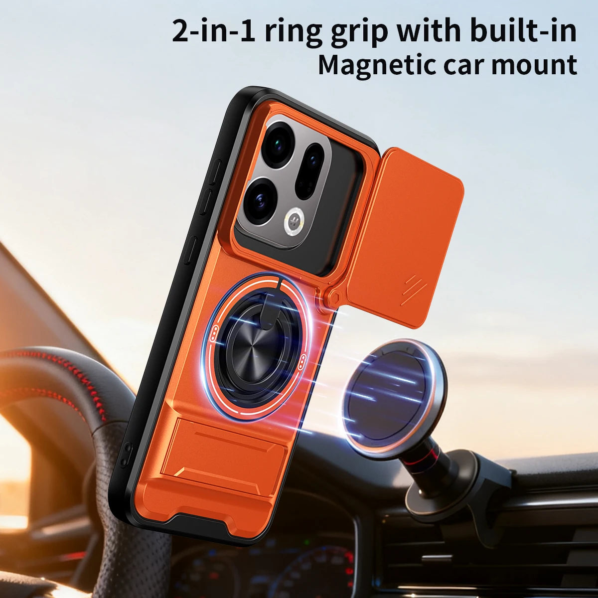 Armor Protective Case with Ring Holder for OPPO Find X9 / X9 Pro
