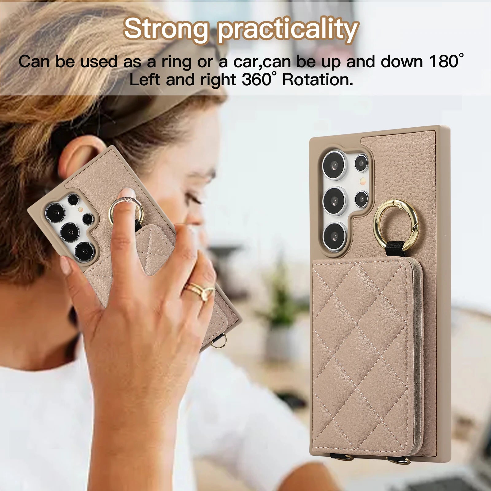 Plaid Pattern Leather Crossbody Wallet Case for Samsung Galaxy S25 Series