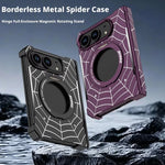 Spider Web Textured MagSafe Case with 360° Rotating Ring Stand for iPhone Duo