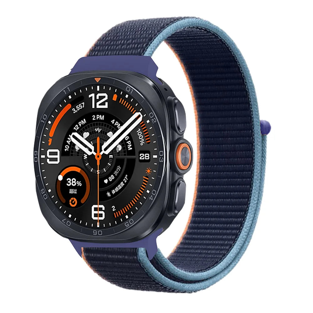 Breathable Nylon Weave Watchband with Hook-and-Loop Closure for Samsung Galaxy Watch Ultra 2