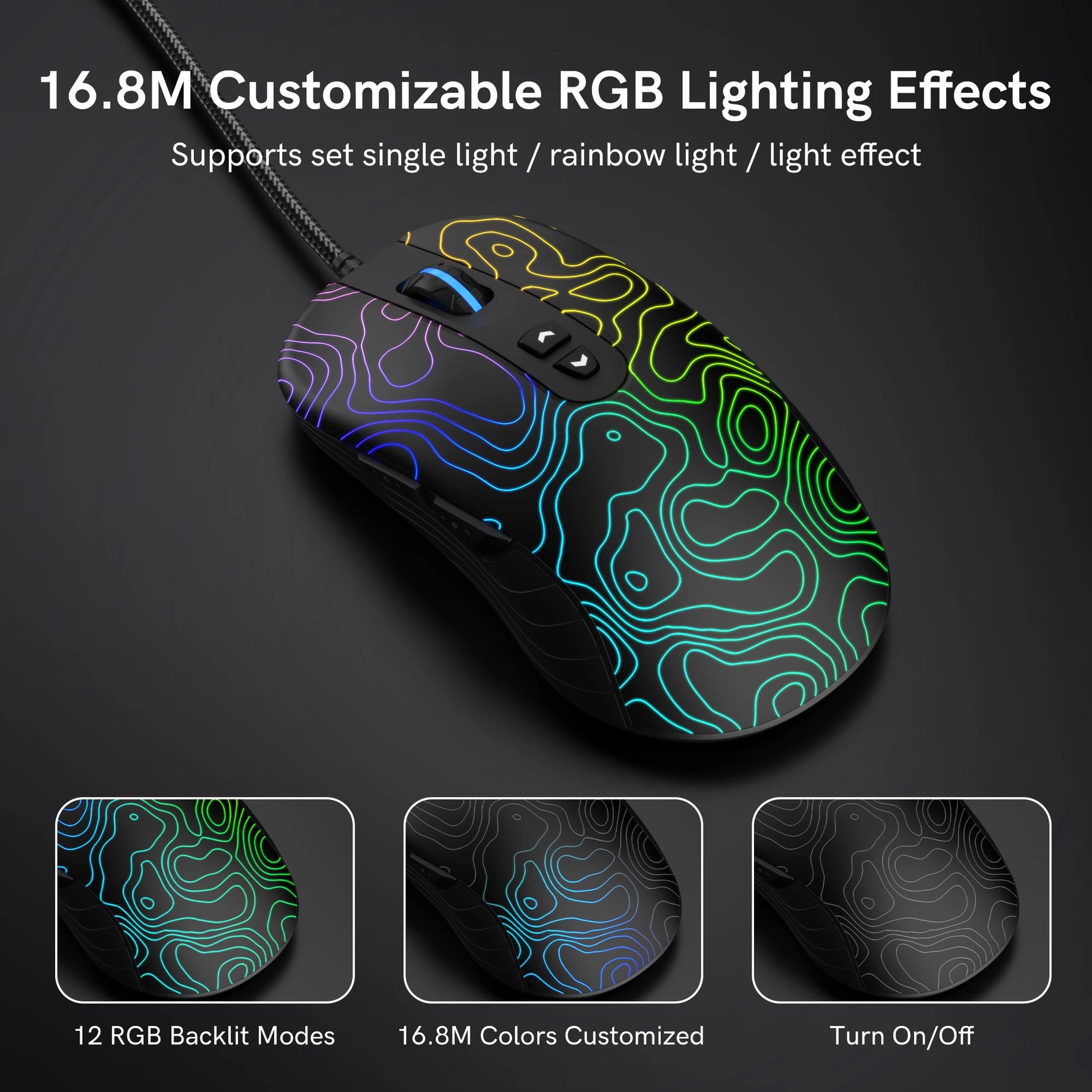 Womier G706 Wired RGB Gaming Mouse – 12000 DPI Optical Sensor