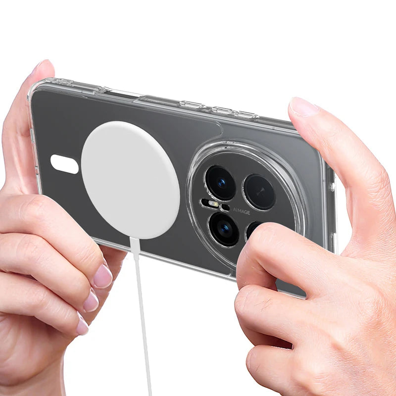Transparent Shockproof Magnetic Case with Built-In Ring Mount for Honor Magic8 Pro