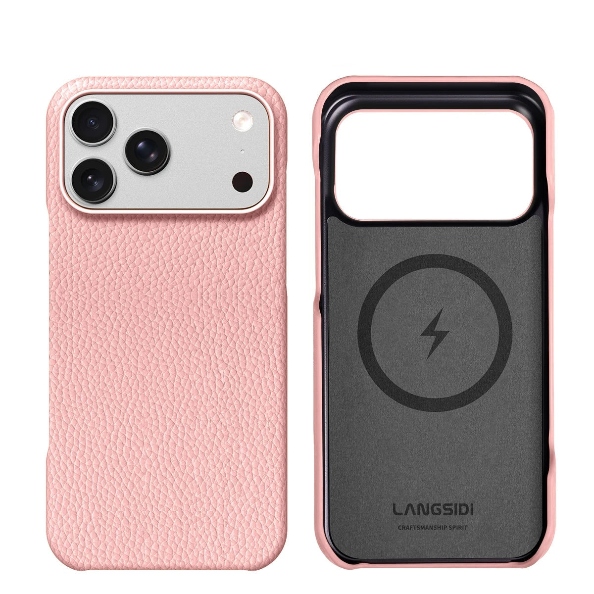 Textured Leather MagSafe Case with Built-in Wireless Charging Ring for iPhone 18 Series