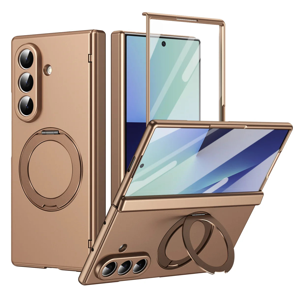 Samsung Galaxy Z Fold 7 Protective Case With 360 Degree Rotating Ring Holder