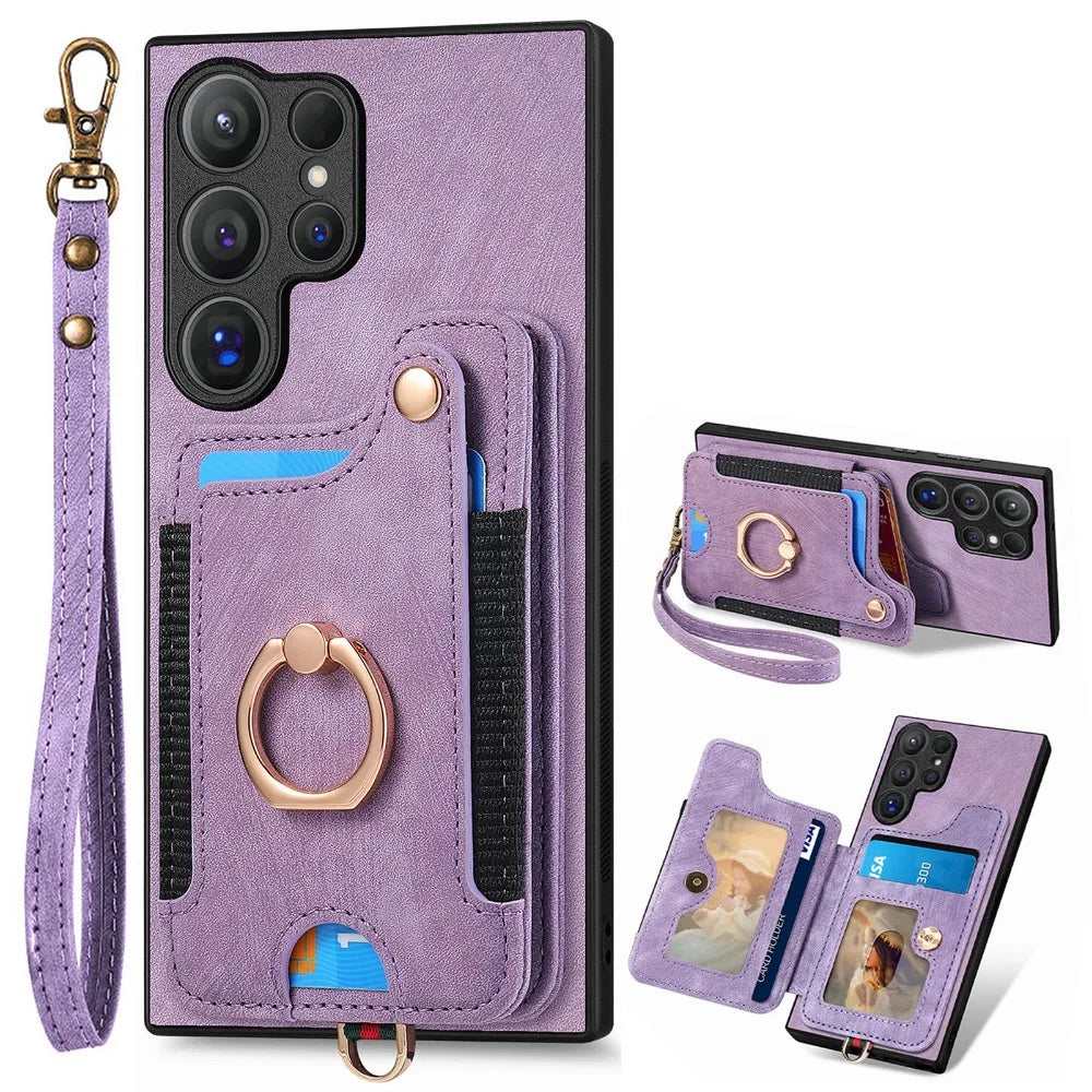 Samsung Galaxy S25 Series Wallet Case with Wrist Strap
