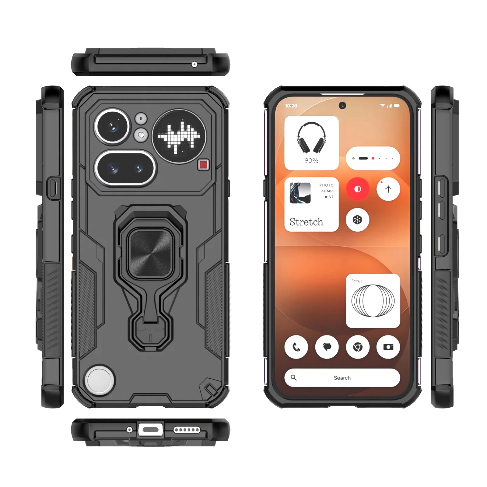 Metal Ring Kickstand Shockproof Case For Nothing Phone 4A