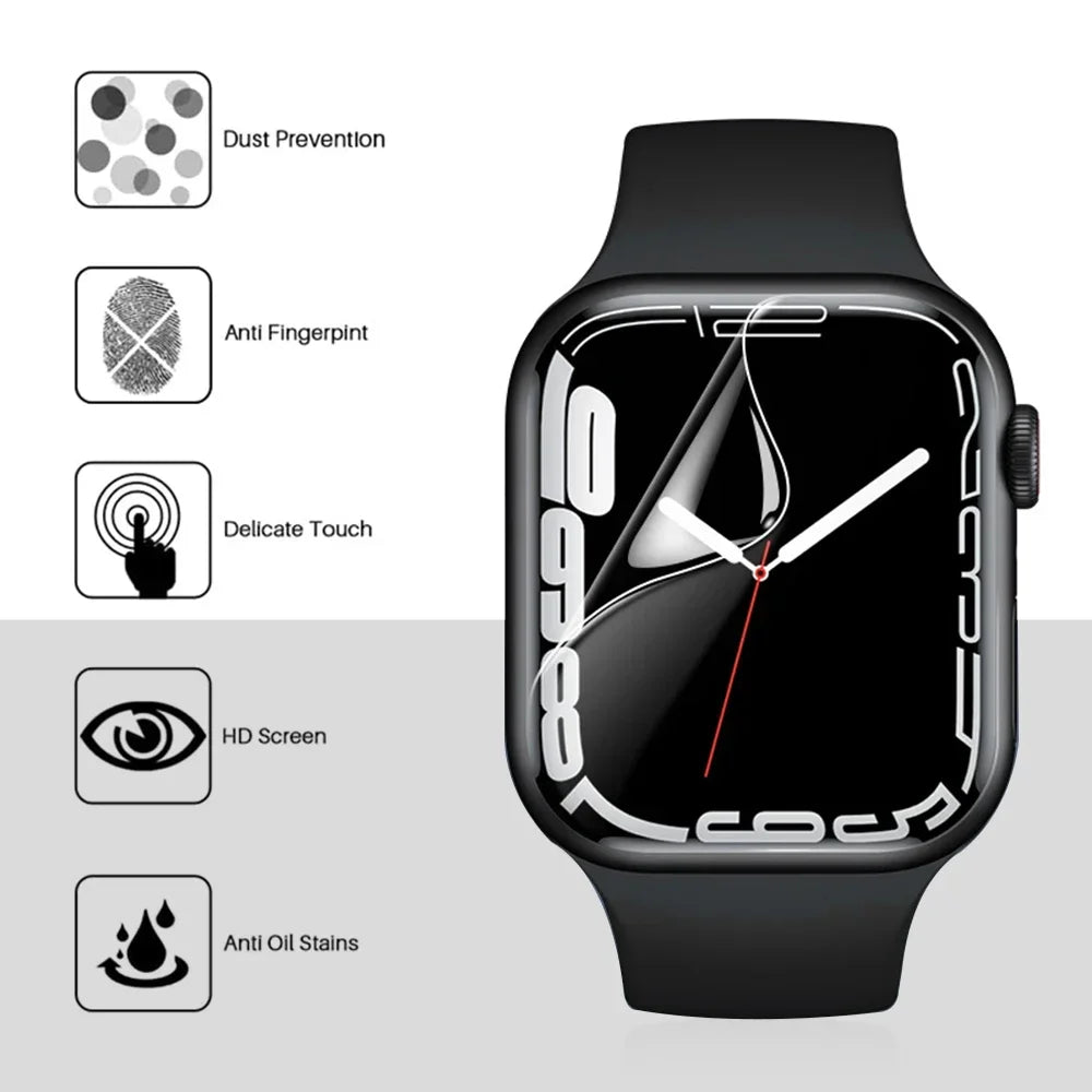 3D Curved Hydrogel Screen Protector with Rounded Edge Coverage for Apple Watch