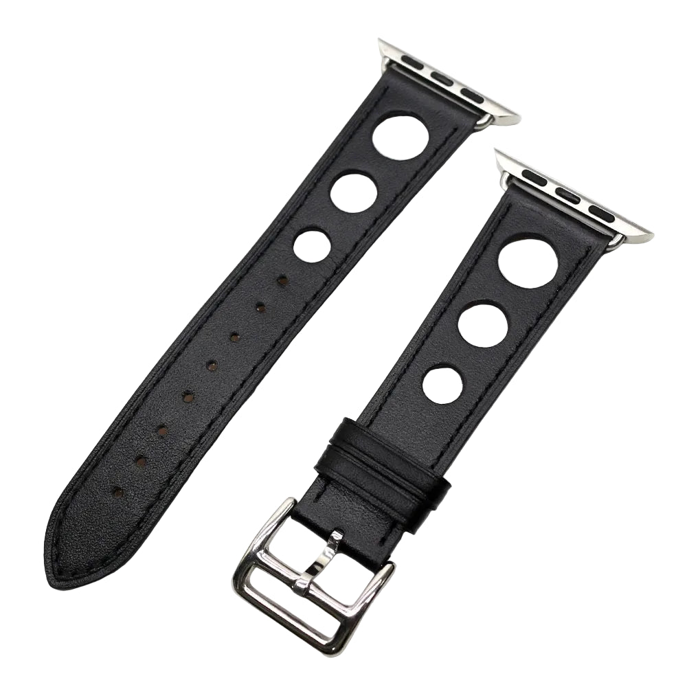 Perforated Leather Band with Pin-and-Tuck Closure for Apple Watch