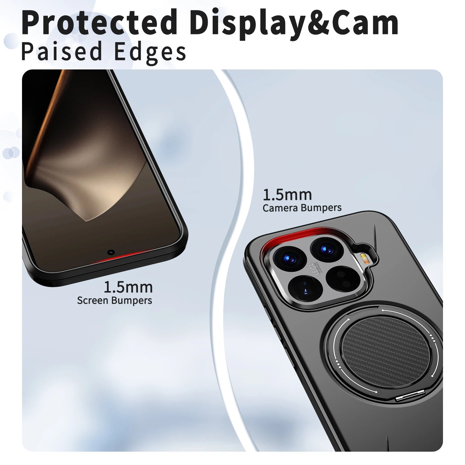 Heavy-Duty TPU and Hard PC Case with Ring Holder for Xiaomi 15T / 15T Pro