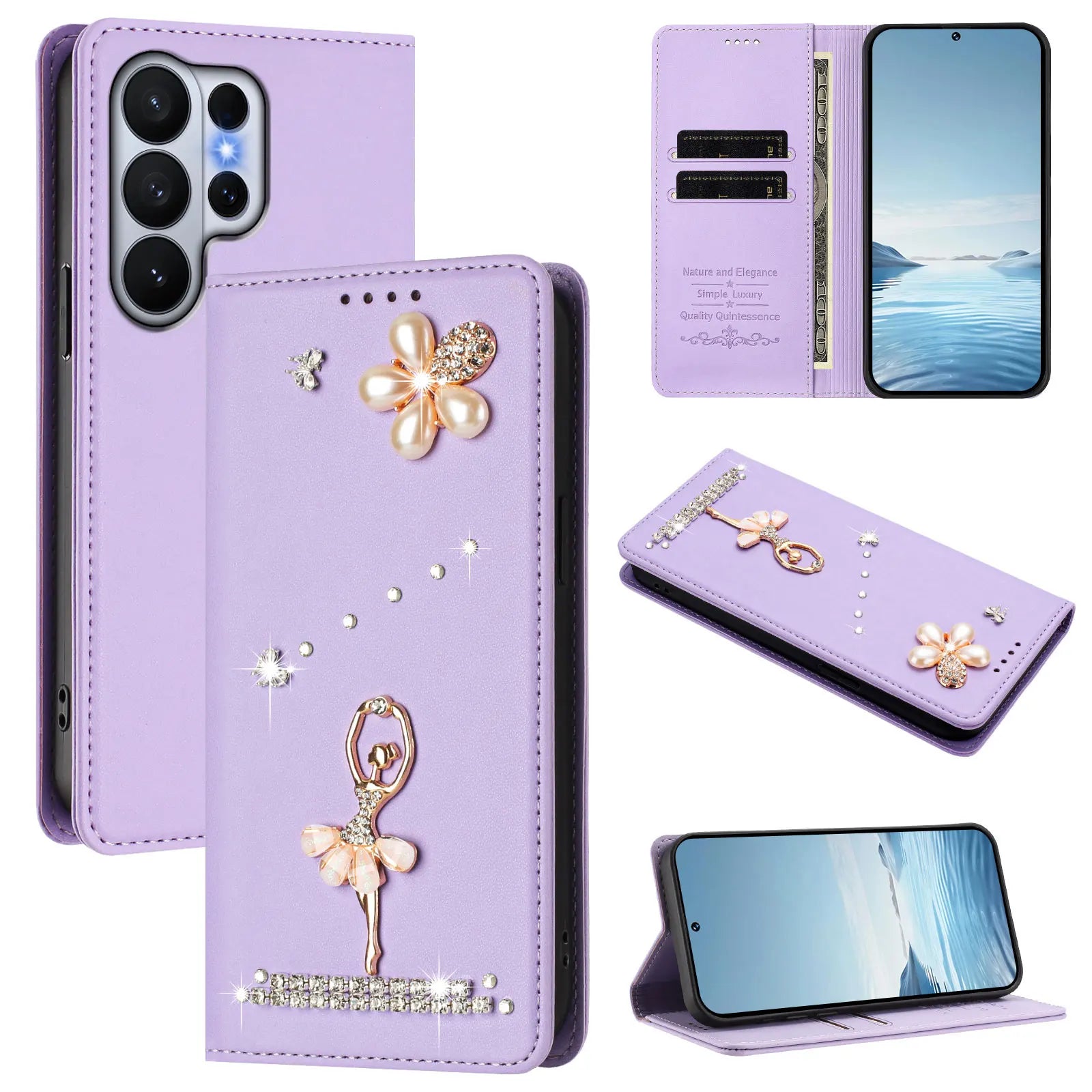 Diamond Pattern Leather Flip Wallet Case with Card Slots for Samsung Galaxy S26 Series