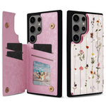 Floral Embossed Leather Wallet Case for Samsung Galaxy S24 Series