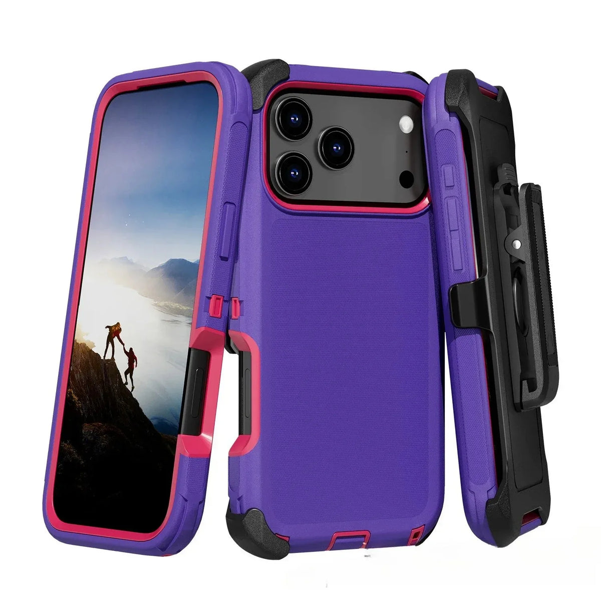 Shockproof Three-Layer Armor Case with Raised Camera Ring for iPhone 18 Series