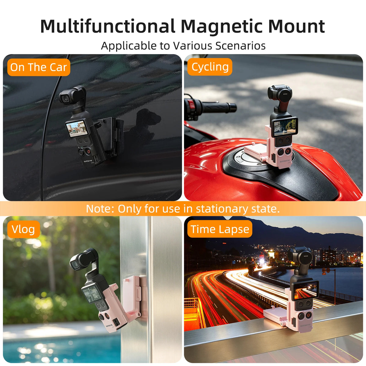 Magnetic Quick-Release Camera Grip Mount with Filter Storage for DJI Osmo Pocket 4P / 4