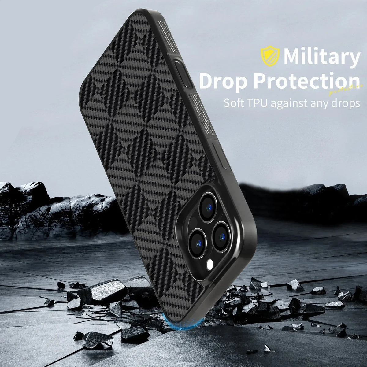 Carbon Fiber MagSafe Case with Raised Lens Protection Ring for iPhone 15 Series