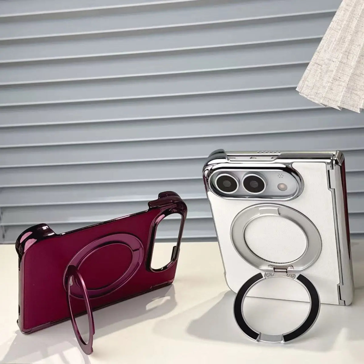 Leather Shockproof MagSafe Case with 360° Rotating Ring Stand for iPhone Duo