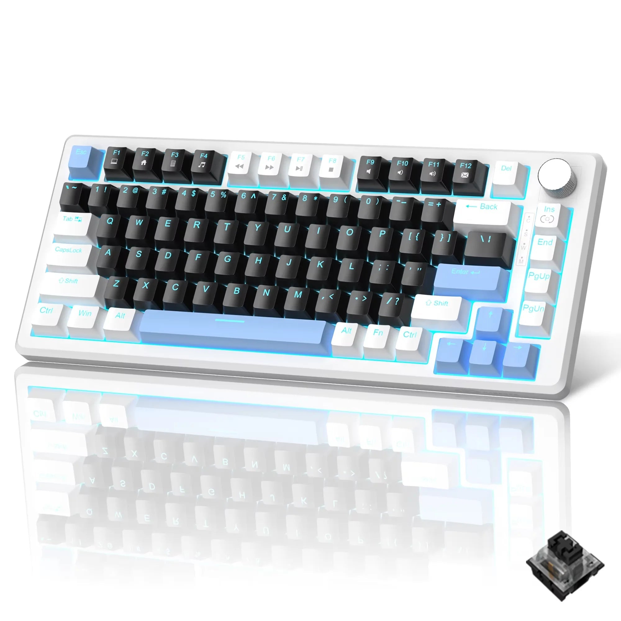 MageGee STAR75 Compact 75% Gaming Keyboard with Knob and Mechanical Switches